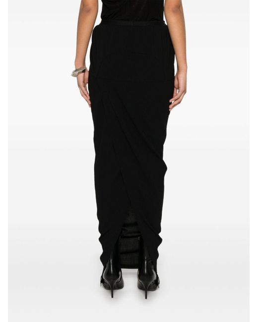 Rick Owens Black Soft Pillar Long Skirt