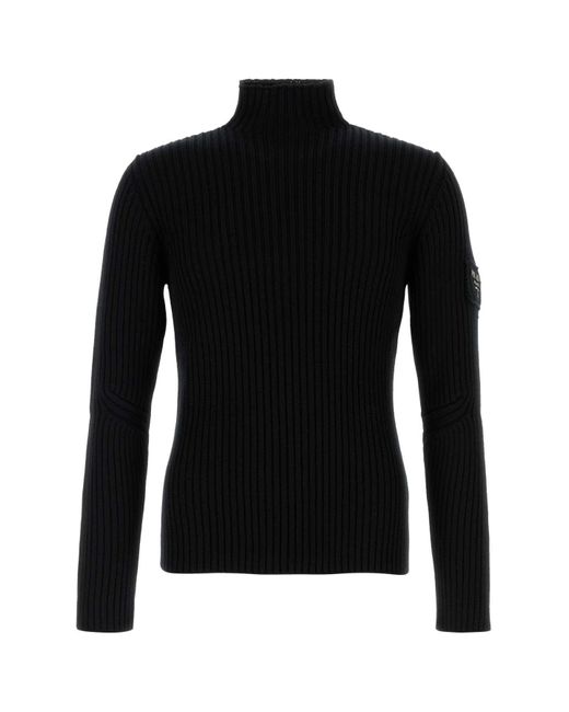 Prada Schwarzer Wollpullover in Black für Herren