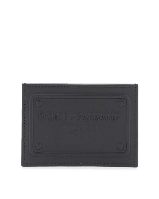 Dolce & Gabbana Geprägtes Logo -Lederkarteninhaber in Gray für Herren