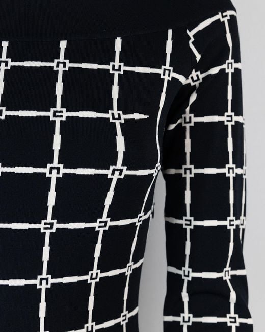Elisabetta Franchi Blue Abito Jaquard Logo Con Scollo A Barca