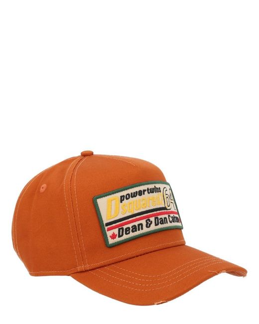 DSquared² Orange Dsquared Baseball Hat With Logo Patch for men