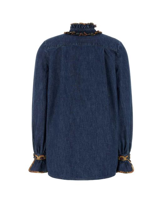 Valentino Garavani Blue Chambray Denim Blouse