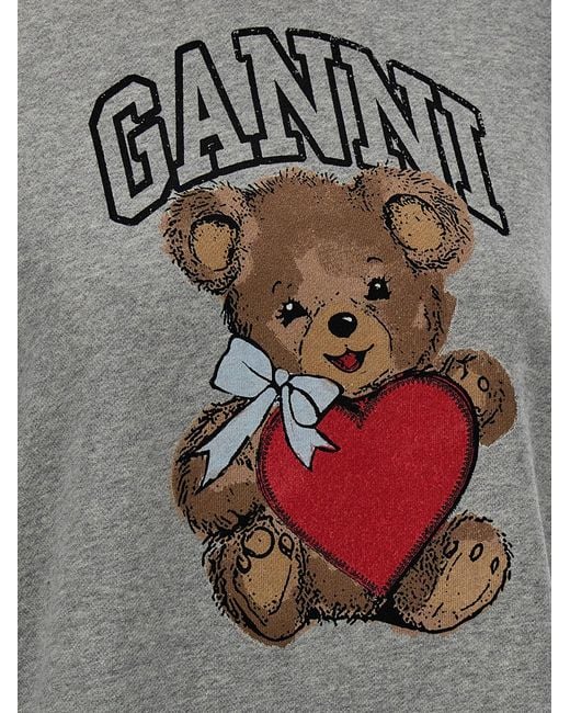 Ganni Gray Bear Sweatshirt