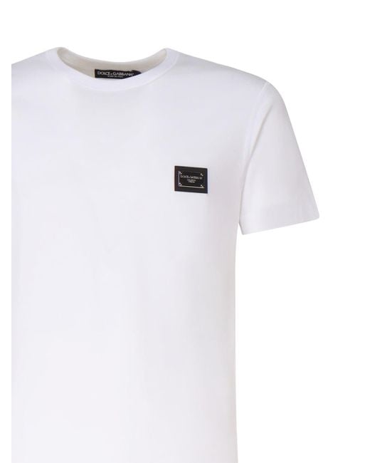 Dolce & Gabbana White Cotton Logo Print Men Crewneck T-shirt main image 1