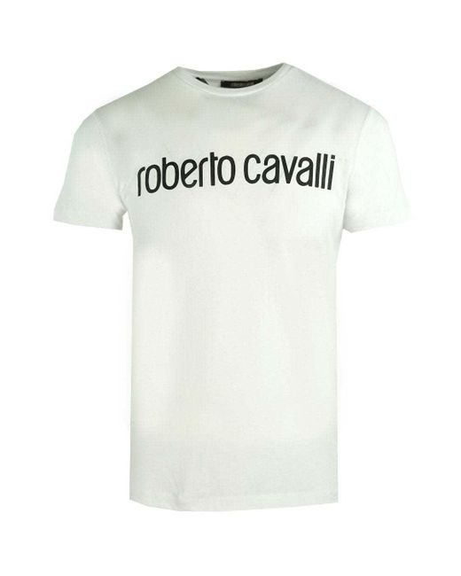 Roberto Cavalli Cotton Logo White T-shirt for Men | Lyst UK