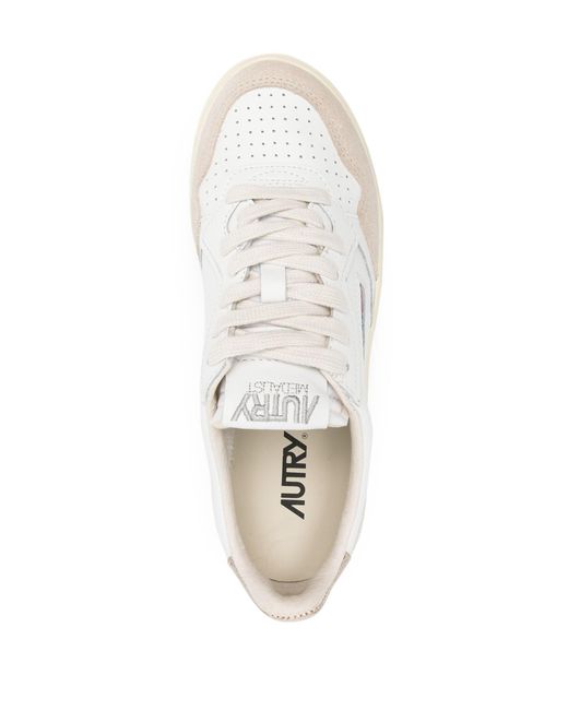 Autry White Medalist Low Wom Leat/Suede