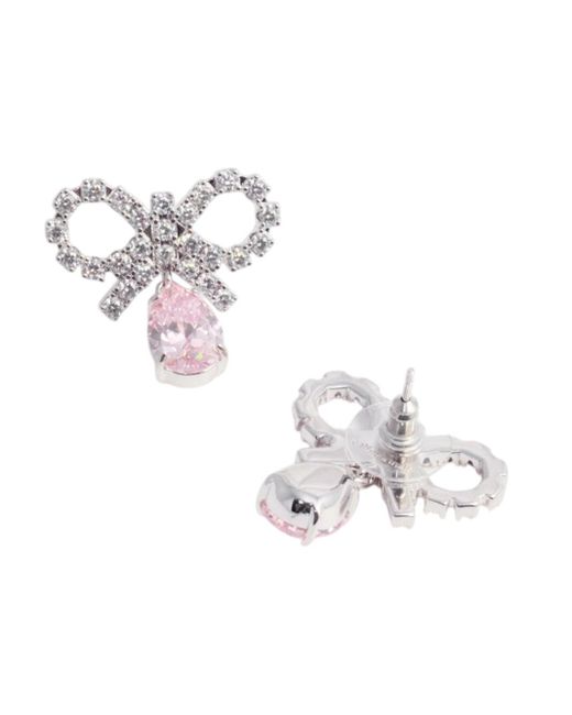 Self-Portrait White Micro Bow Drop Earrings