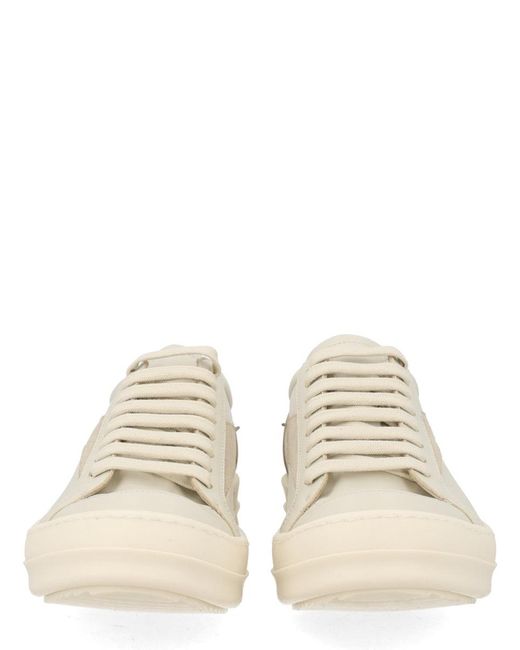 Rick Owens White Leather Low-Top Sneakers