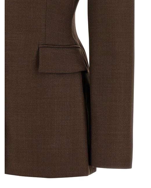 Magda Butrym Brown 03' Single-Breasted Wool Blazer