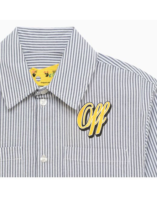 Off-White c/o Virgil Abloh Blue Off Cotton Striped Shirt With Baseball Logo for men