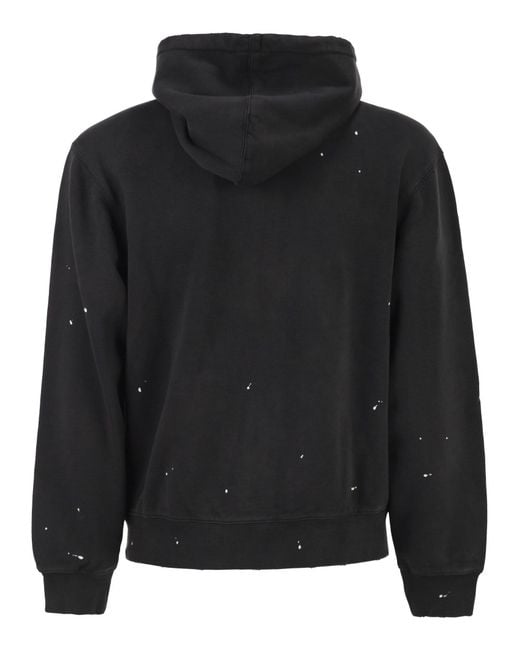 Carhartt Black Zip Up Hooded Sweatshirt With Paint Effect Print