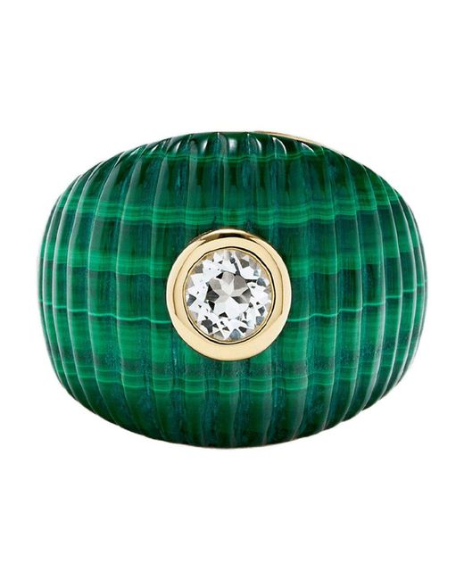 Yvonne Léon Green Gaufrette Bico Ob Signet Ring