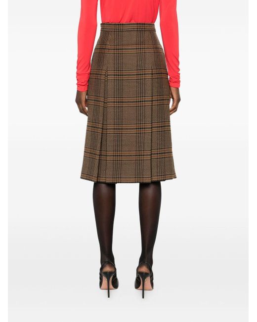 Saint Laurent Brown Wool Cashmere Midi Skirt
