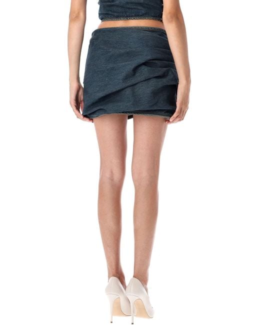 Magda Butrym Blue Floral Detail Denim Mini Skirt