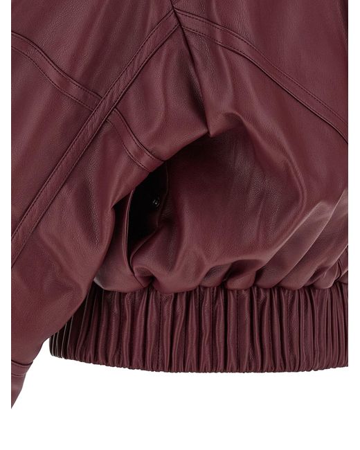 ROTATE BIRGER CHRISTENSEN Red Leather Effect Bomber Jacket