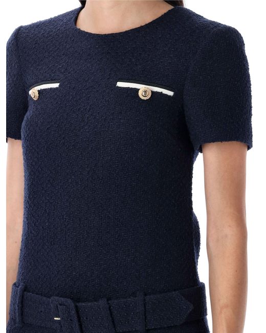 Self-Portrait Blue Bouclé Mini Dress