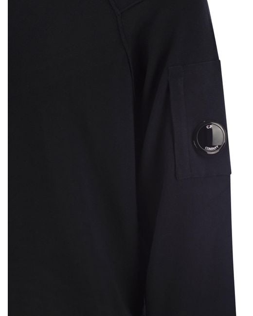 C P Company Sea Island Cotton Crew Neck Jumper in Black für Herren