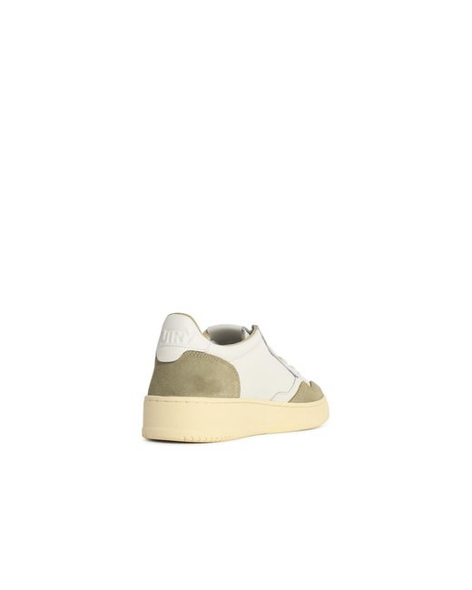 Autry White 'Medalist Low' And Lear And Suede Sneakers for men