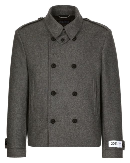 Dolce & Gabbana Black Italian Wool-Blend Caban Coat for men