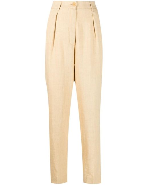 Forte Forte Natural Leinenhose Mit Hohem Bund
