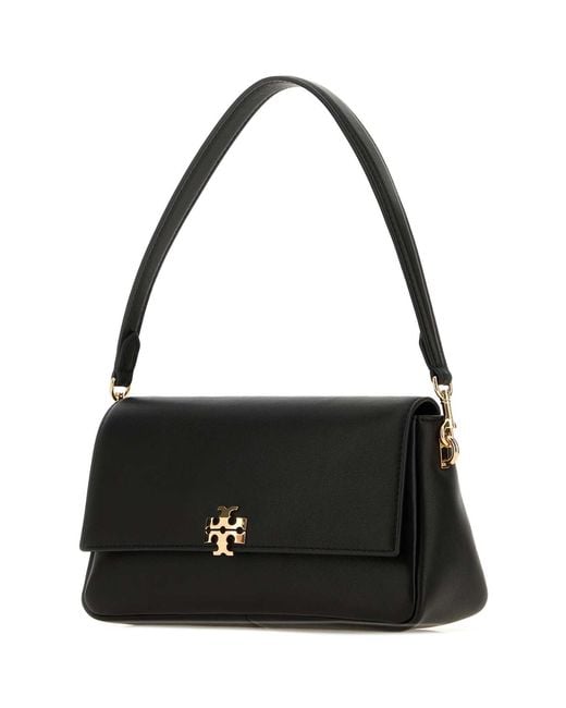 Tory Burch Black Leather Small Charlie Shoulder Bag