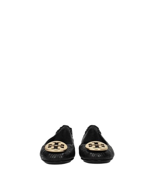Tory Burch Black Leather Ballet Flats