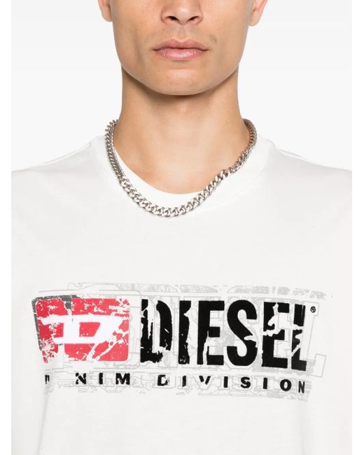 DIESEL Black Crew Neck T -Shirt mit Druck