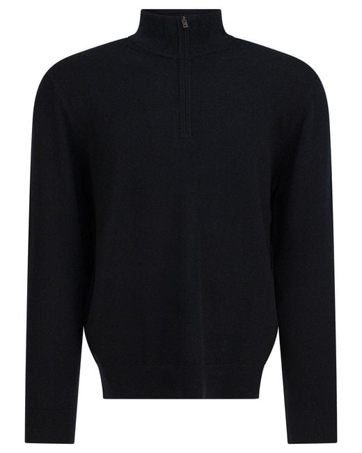 Vince Blue Cashmere Sweater With Half Zipper for men