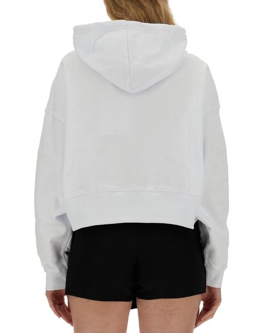 MSGM White Logo Hood Sweatshirt