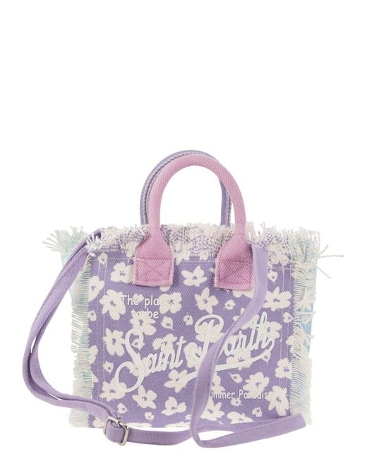 Mini Vanity Bag in Floral Cotton Canvas di Mc2 Saint Barth in Purple