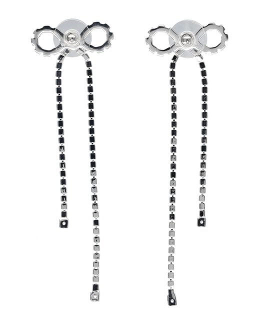 Self-Portrait White Elf-Portrait Crystal Droplet Bow Earrings