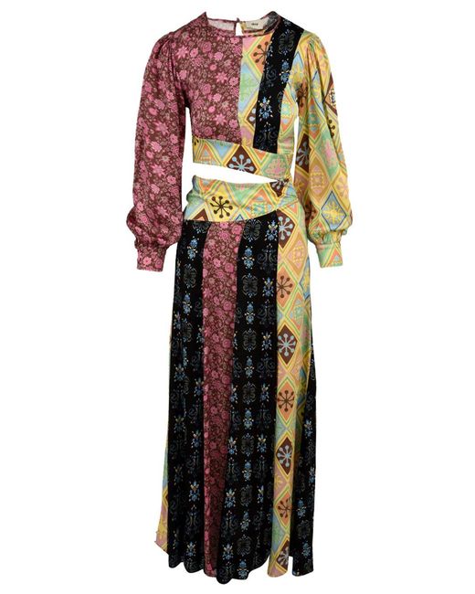 Akep Black Kleider Multi -Farbe
