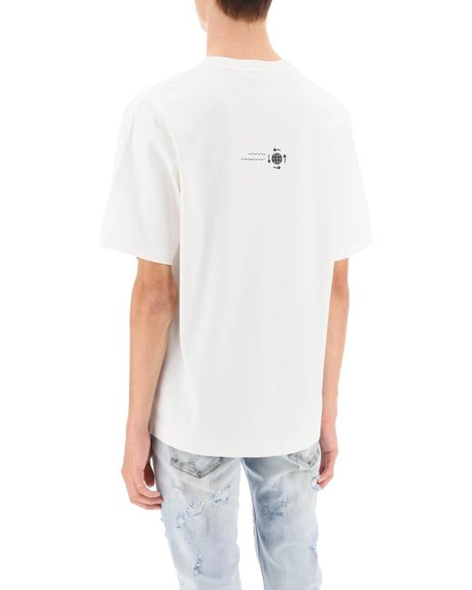 Dolce & Gabbana Baumwoll-T-Shirt Mit Print Und Dg-Logostickerei in White für Herren