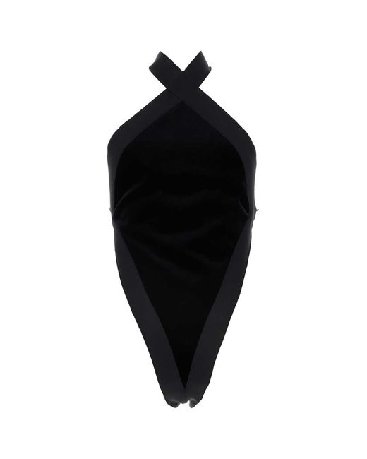 Saint Laurent Black Velvet Bodysuit