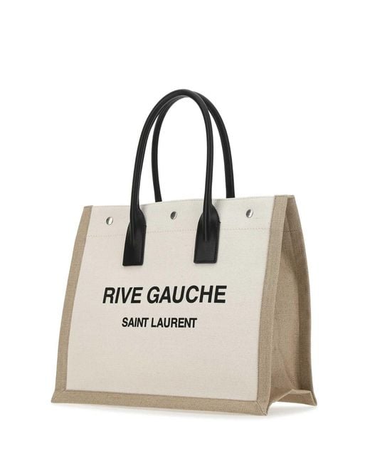 Saint Laurent Natural Sand Canvas Big Rive Gauche Shopping Bag for men