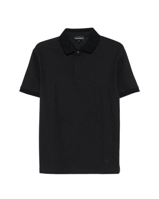 Emporio Armani Black Cotton Polo Shirt
