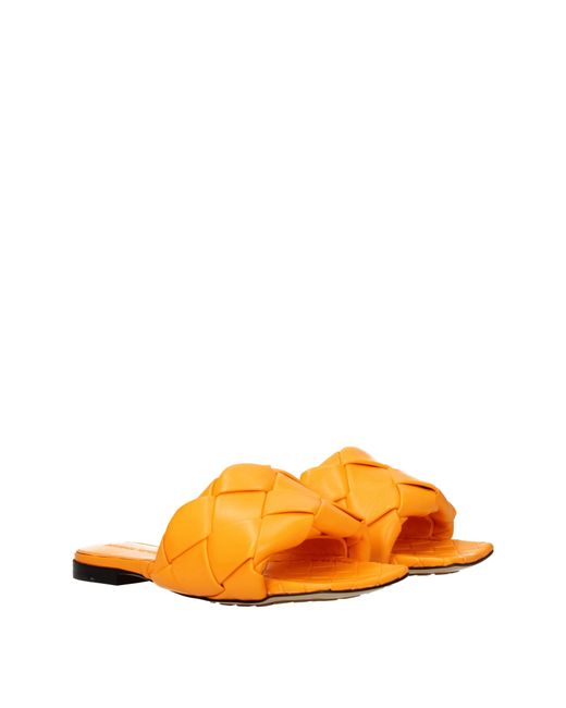 Bottega Veneta Orange Mandarin Leather Sandals And Clogs