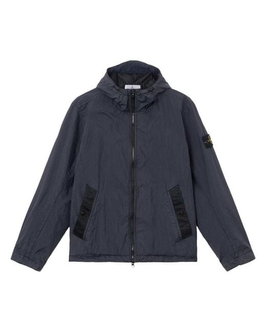 Stone Island Blue Lightweight Hooded Zip Jacket