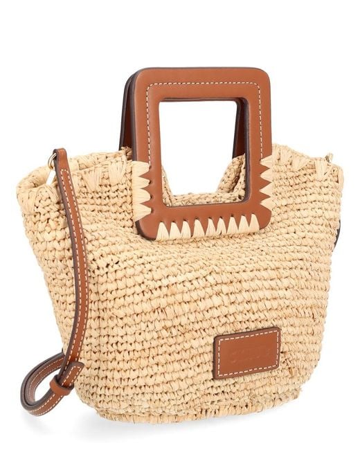 Staud Metallic Shirley Raffia Mini Bucket Bag