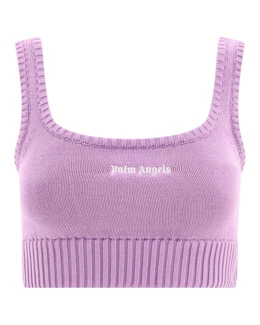 Palm Angels "classic Logo" Knit Top in het Purple