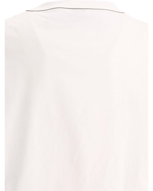 Brunello Cucinelli White T -Shirt mit Monili