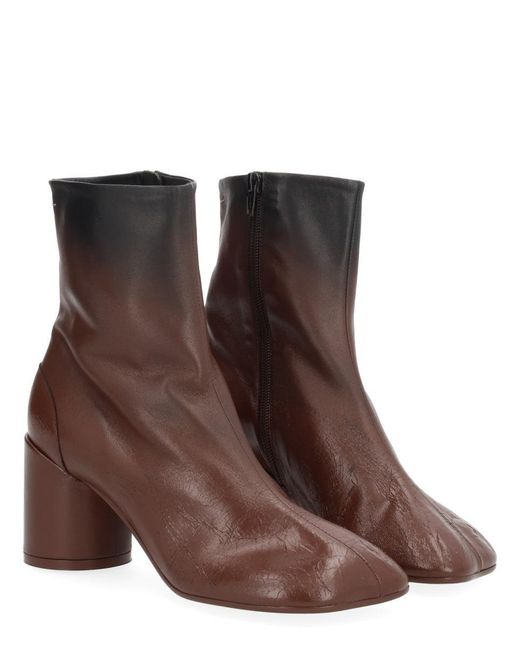MM6 by Maison Margiela Brown Anatomic Stitch Ankle Boots