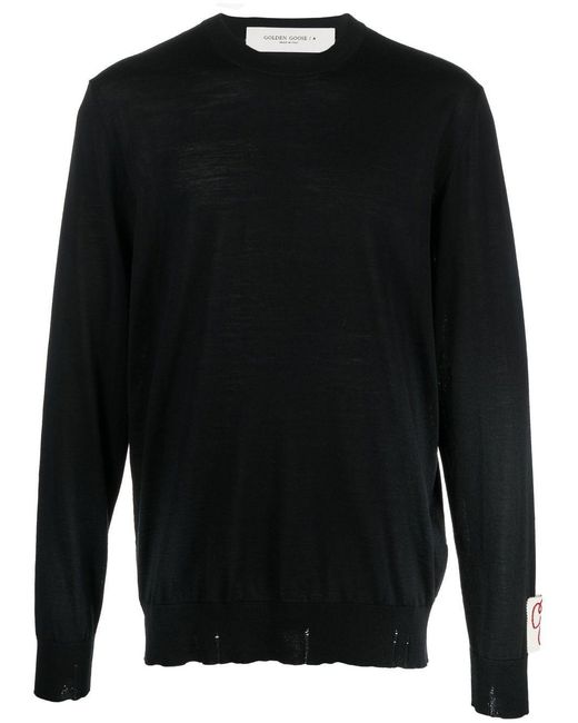 Golden Goose Deluxe Brand Black Golden M's Regular Knit Crew Neck Light Wool Merino