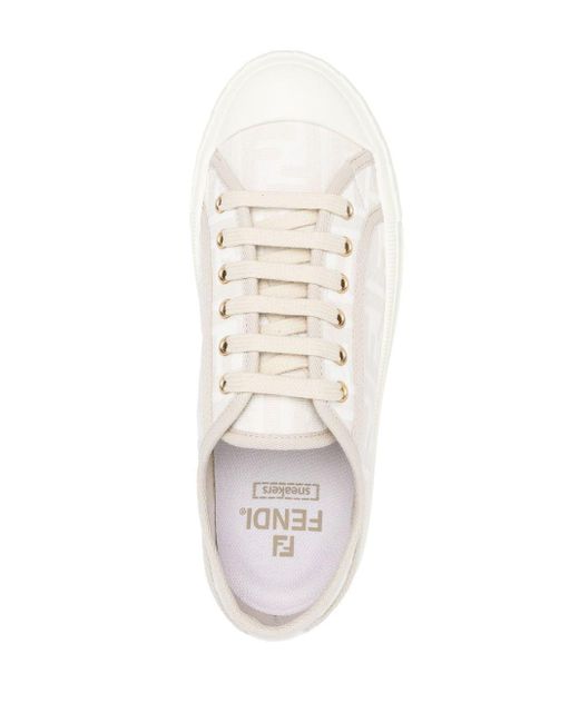 Fendi White Domino Canvas Sneakers