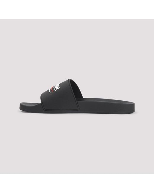 Balenciaga Black Pool Rubber Political Logo Slide