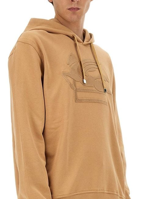 Etro Natural Cotton Sweatshirt With Pegasus Embroidery for men
