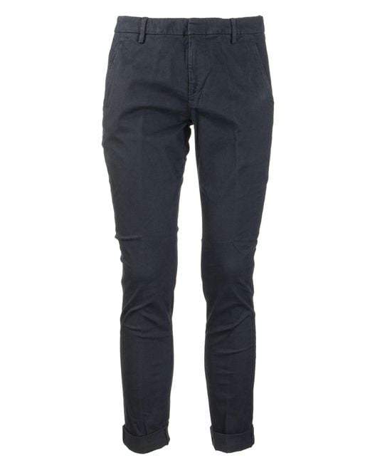 Dondup Blue Gaubert Slim Fit Gabardine Trousers