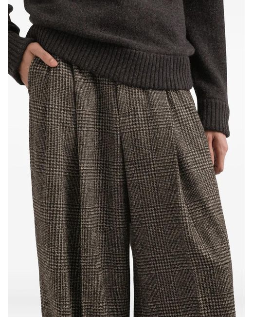 Dolce & Gabbana Gray Wide-Leg Plaid Trousers for men
