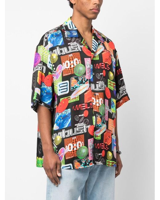 Ambush Multicolor Graphic Print Cuban Collar Shirt for men