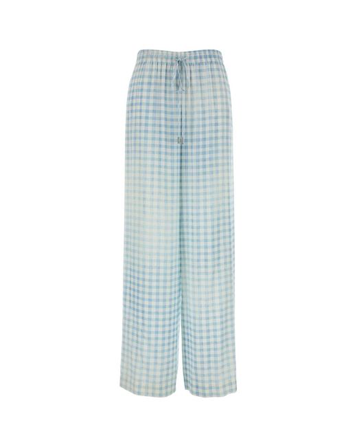 Ermanno Scervino Blue Printed Silk Pyjama Pant